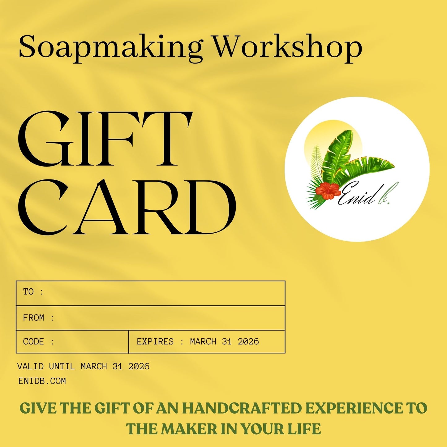 Soap Making Workshop Gift Cards